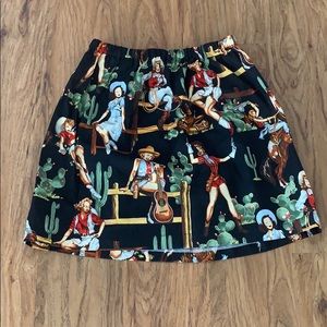 Vintage cowgirl pattern skirt